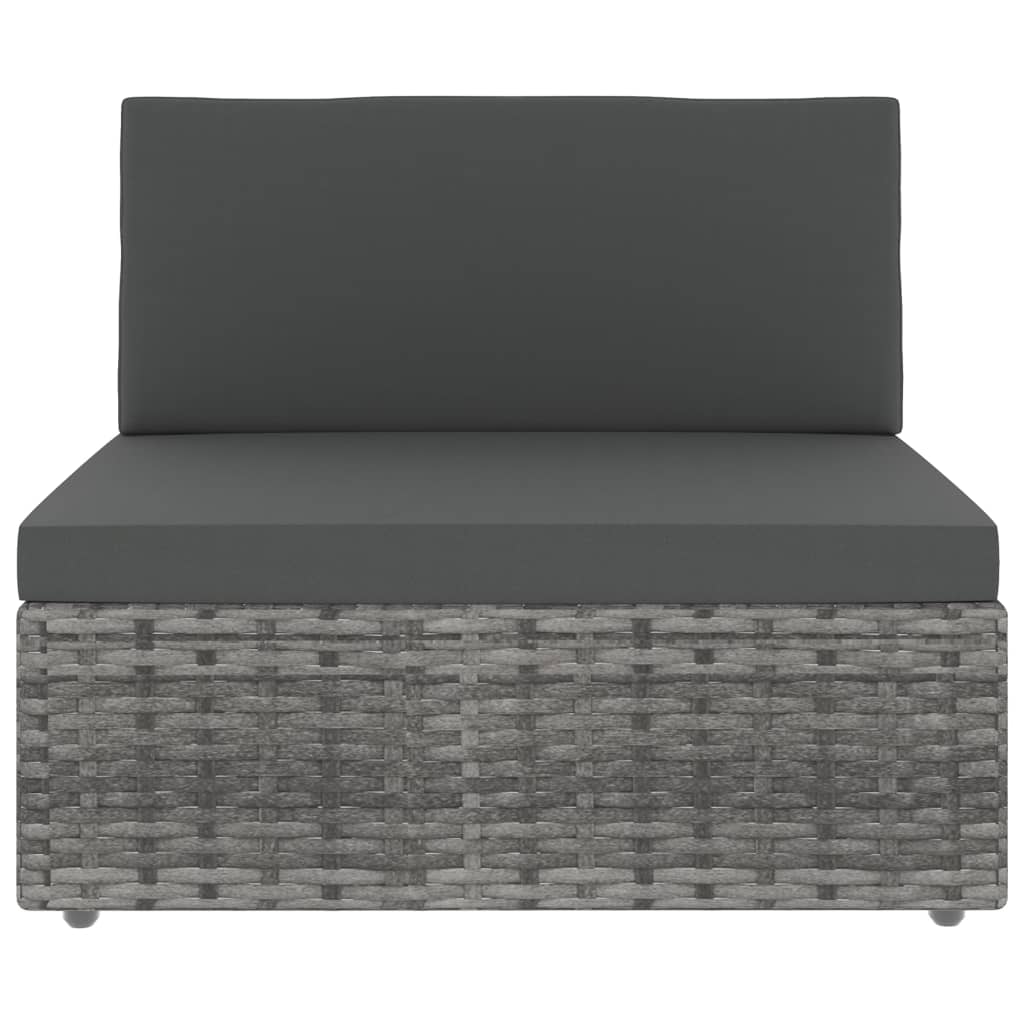 Sectional Sofa 2-Seater Poly Rattan Grey