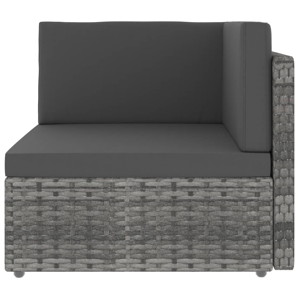 Sectional Sofa 2-Seater Poly Rattan Grey