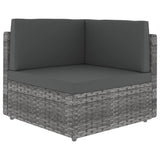 Sectional Sofa 2-Seater Poly Rattan Grey