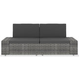 Sectional Sofa 2-Seater Poly Rattan Grey