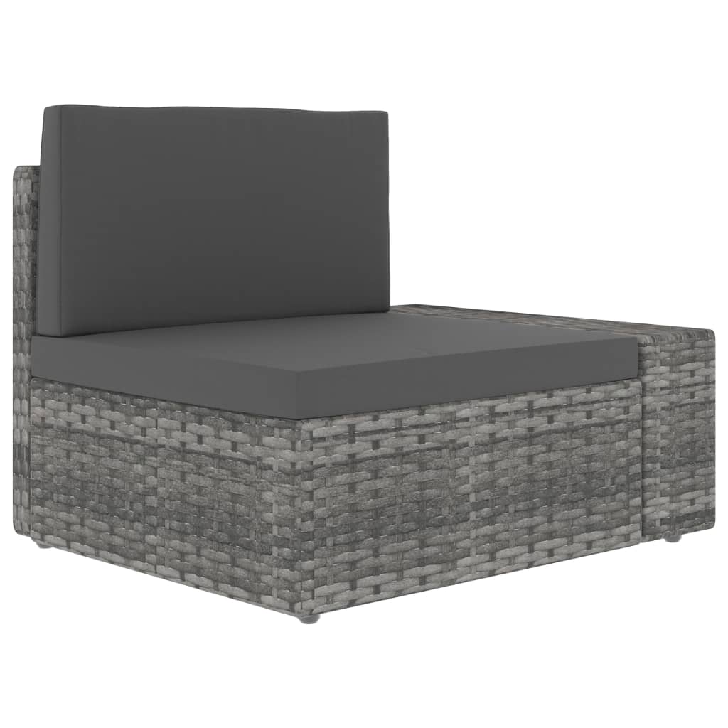 Sectional Sofa 2-Seater Poly Rattan Grey
