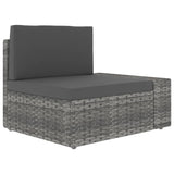 Sectional Sofa 2-Seater Poly Rattan Grey - Side View