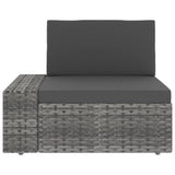 Sectional Sofa 2-Seater Poly Rattan Grey