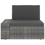 Sectional Sofa 2-Seater Poly Rattan Grey - Low Angle