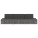 Sectional Sofa 3-Seater Poly Rattan Grey