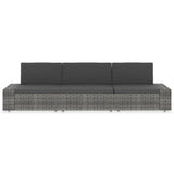 Sectional Sofa 3-Seater Poly Rattan Grey - Front View