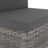 Sectional Sofa 3-Seater Poly Rattan Grey