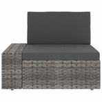 Sectional Sofa 3-Seater Poly Rattan Grey