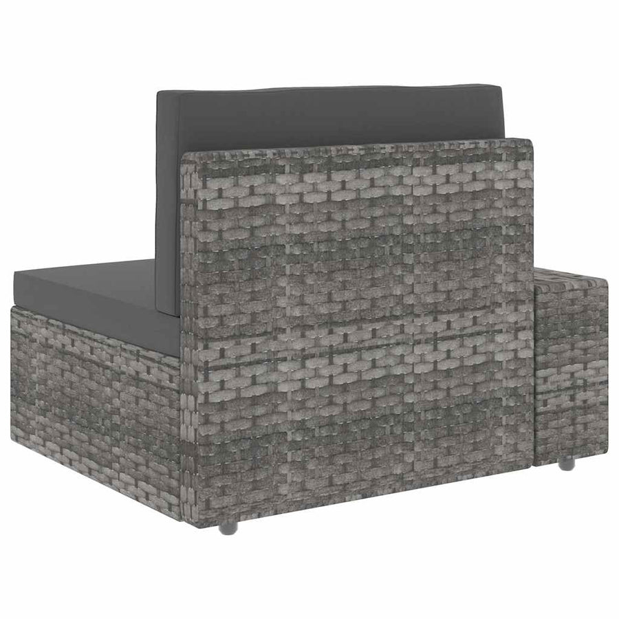 Sectional Sofa 3-Seater Poly Rattan Grey