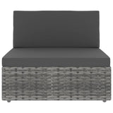 Sectional Sofa 3-Seater Poly Rattan Grey - Low Angle