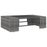 3 Piece Garden Lounge Set Poly Rattan Grey - Side View