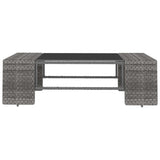3 Piece Garden Lounge Set Poly Rattan Grey - Top-Down View