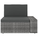 3 Piece Garden Lounge Set Poly Rattan Grey - Rear View