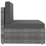 3 Piece Garden Lounge Set Poly Rattan Grey - Close-Up Angle