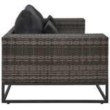 2 Piece Garden Sofa Set with Cushions Poly Rattan Grey - Side View