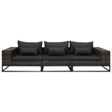 3 Piece Garden Sofa Set with Cushions Poly Rattan Grey - Front View