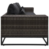 3 Piece Garden Sofa Set with Cushions Poly Rattan Grey - Side View