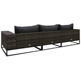 3 Piece Garden Sofa Set with Cushions Poly Rattan Grey - Top-Down View