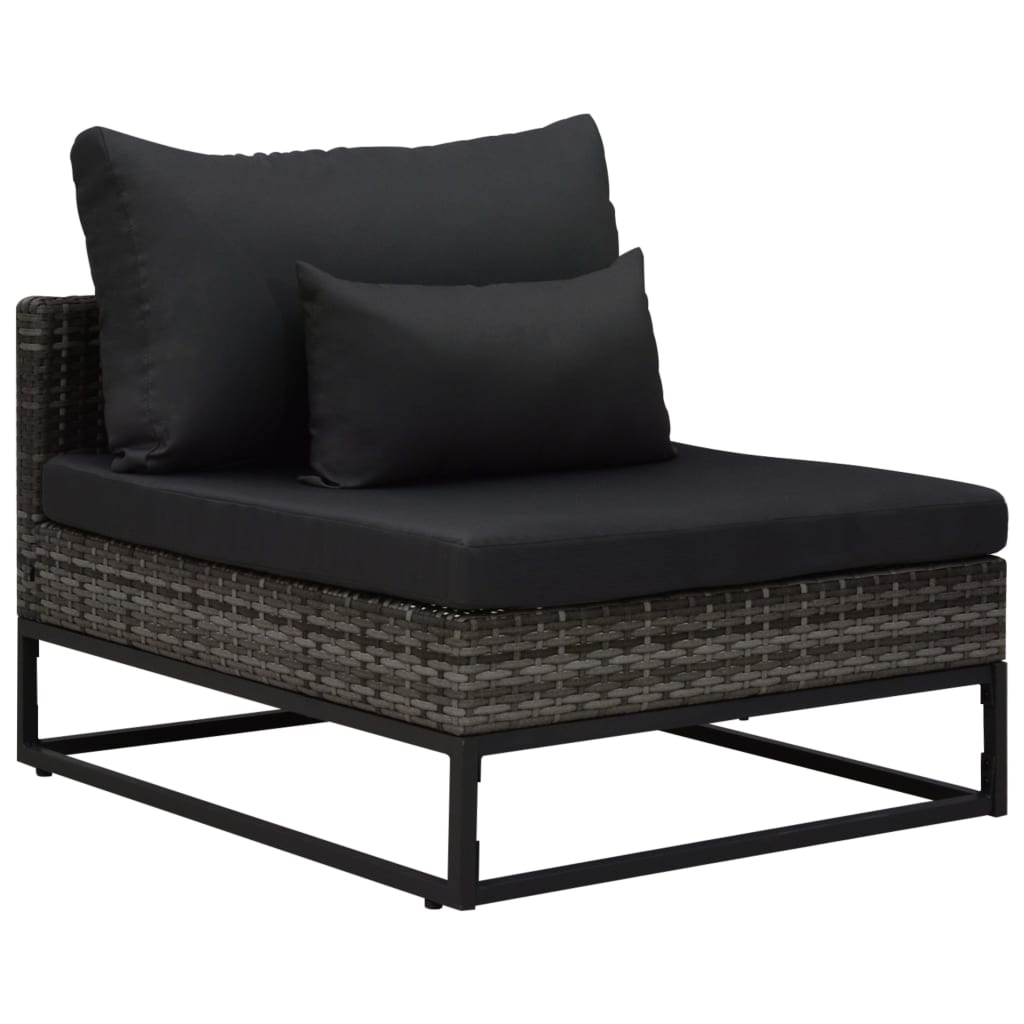 3 Piece Garden Sofa Set with Cushions Poly Rattan Grey