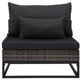 3 Piece Garden Sofa Set with Cushions Poly Rattan Grey - Rear View
