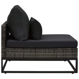 3 Piece Garden Sofa Set with Cushions Poly Rattan Grey - Close-Up Angle