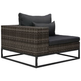 3 Piece Garden Sofa Set with Cushions Poly Rattan Grey - Low Angle
