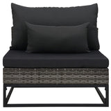 4 Piece Garden Sofa Set with Cushions Poly Rattan Grey - 45-Degree Angle
