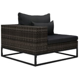 4 Piece Garden Sofa Set with Cushions Poly Rattan Grey - Close-Up Angle