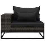 4 Piece Garden Sofa Set with Cushions Poly Rattan Grey - Low Angle