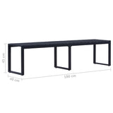 Garden Bench 180 cm PS Board Black - 45-Degree Angle
