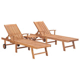 Sun Loungers 2 pcs with Table Solid Teak Wood