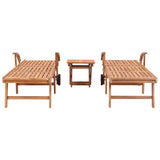 Sun Loungers 2 pcs with Table Solid Teak Wood