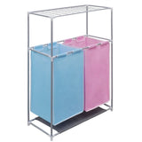 2-Section Laundry Sorter Hampers 2 pcs with a Top Shelf for Drying