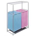 2-Section Laundry Sorter Hampers 2 pcs a Top Shelf for Drying