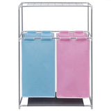 2-Section Laundry Sorter Hampers 2 pcs with a Top Shelf for Drying - Side View