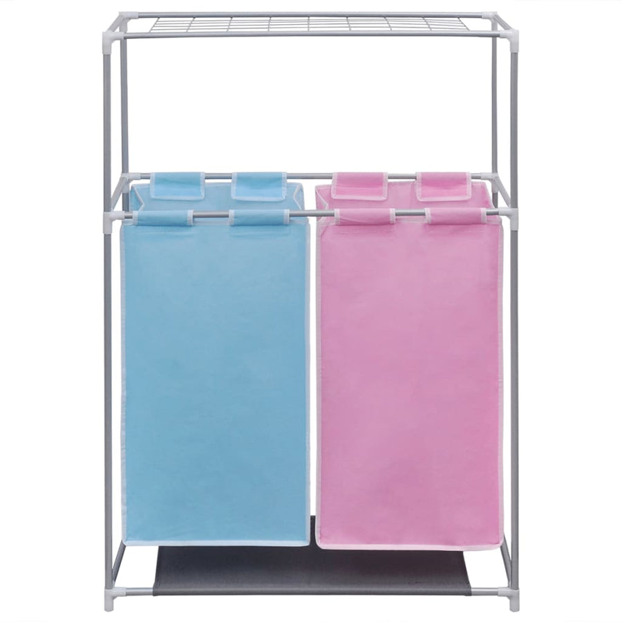 2-Section Laundry Sorter Hampers 2 pcs a Top Shelf for Drying