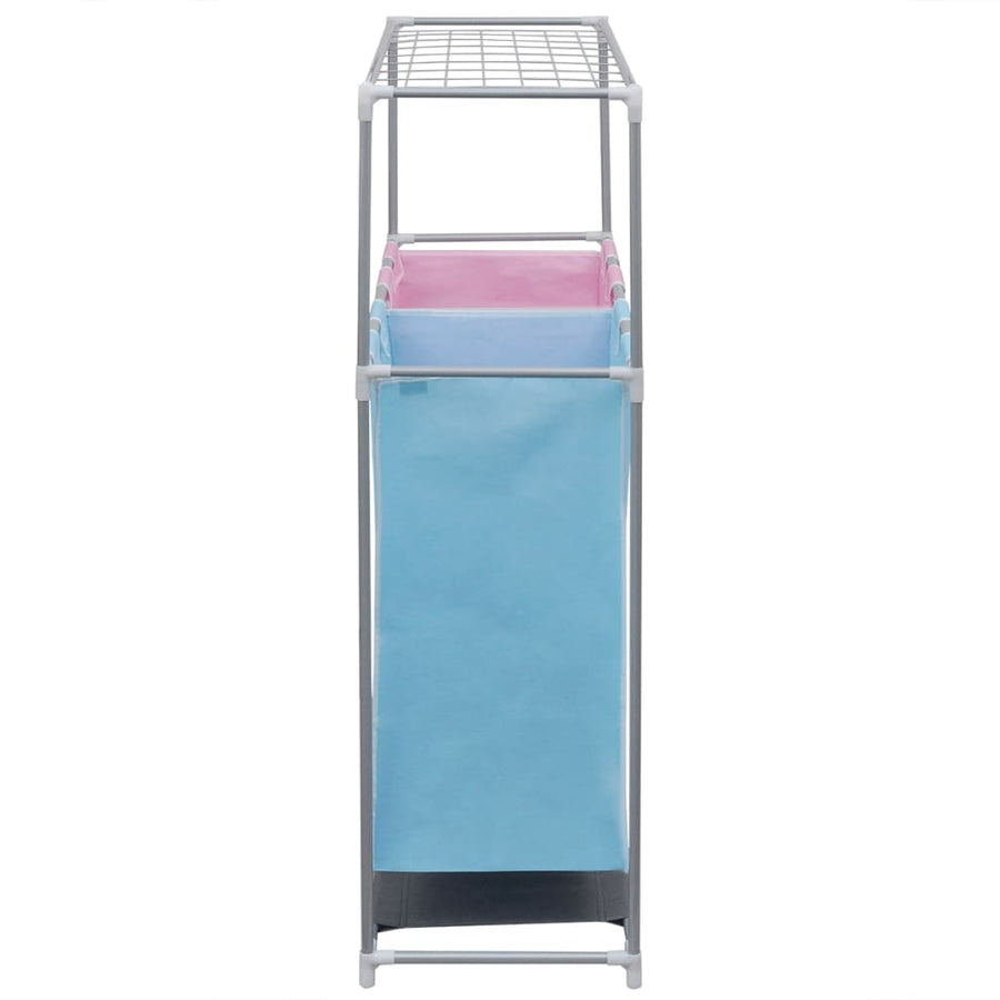 2-Section Laundry Sorter Hampers 2 pcs a Top Shelf for Drying