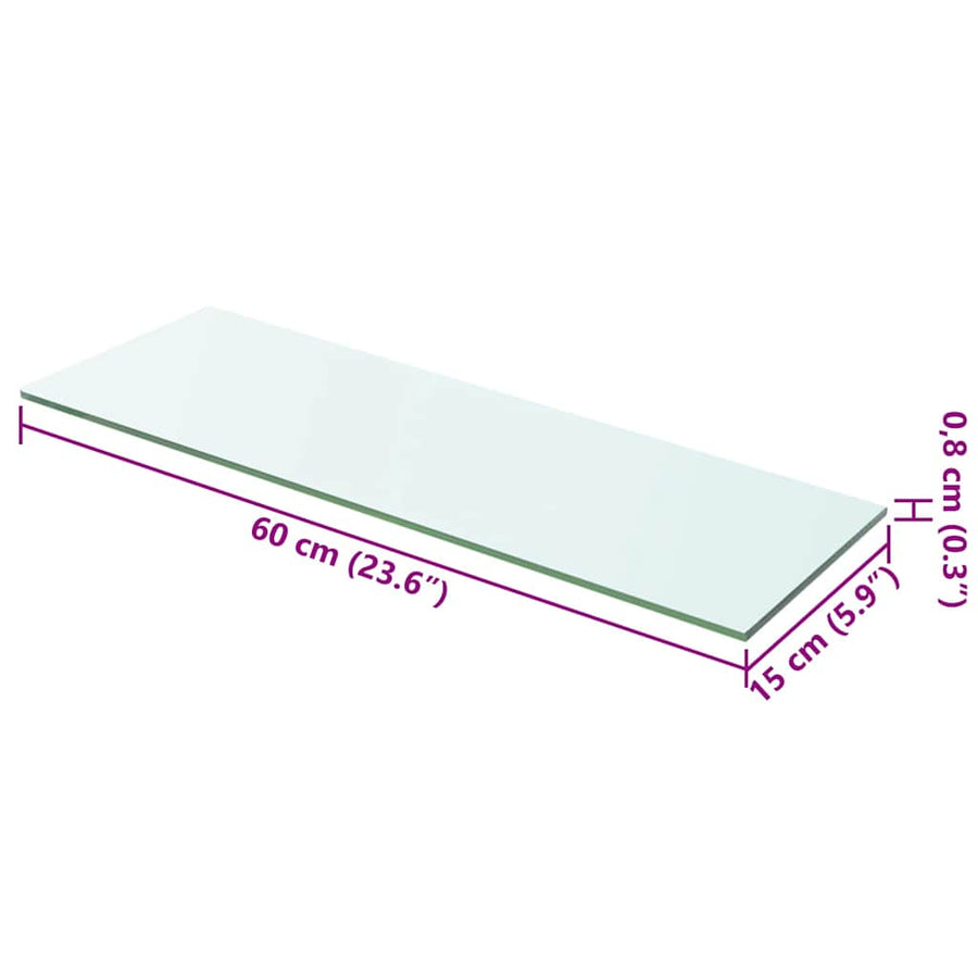 Shelves 2 pcs Panel Glass Clear 60x15 cm