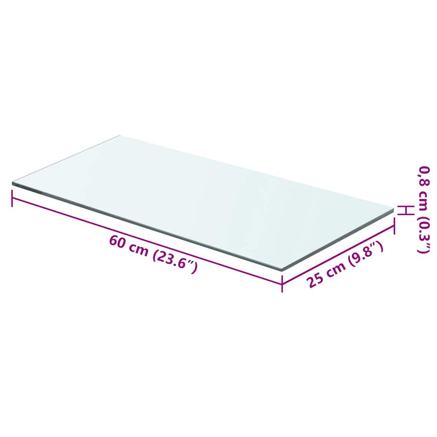 Shelves 2 pcs Panel Glass Clear 60x25 cm