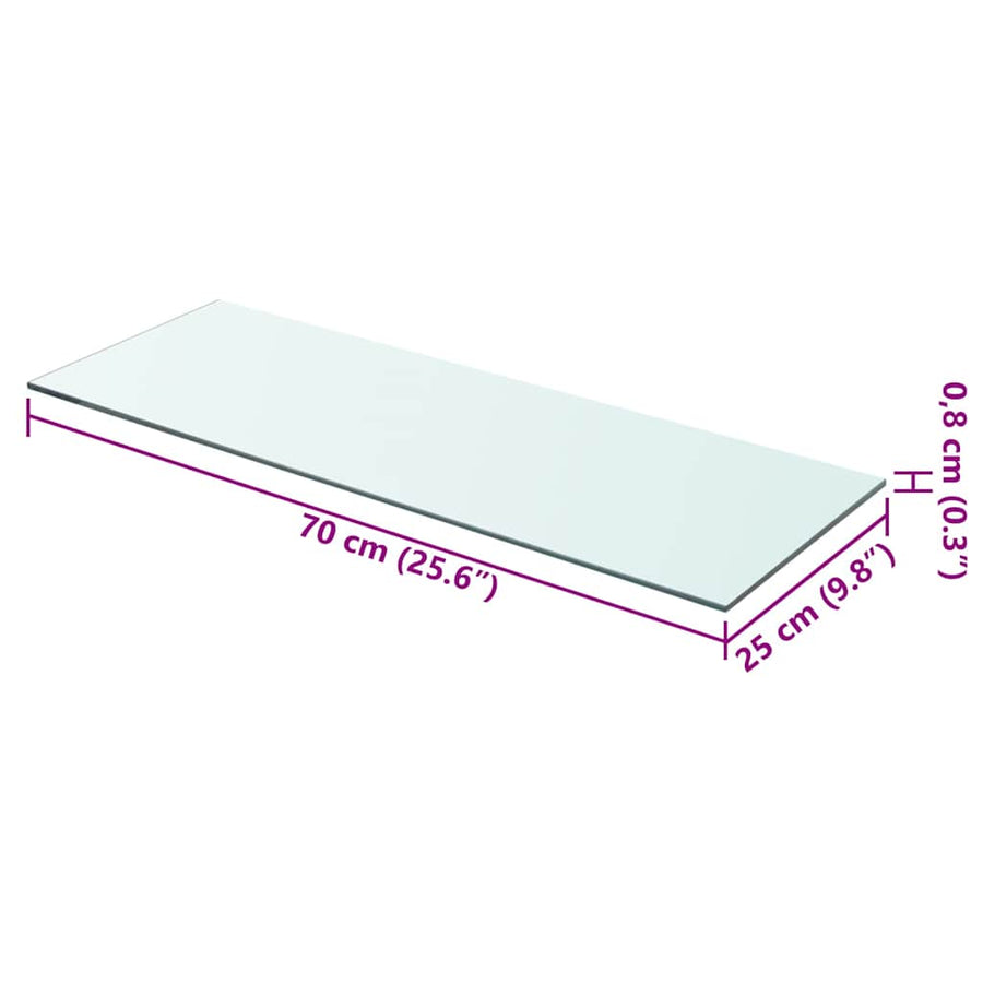 Shelves 2 pcs Panel Glass Clear 70x25 cm