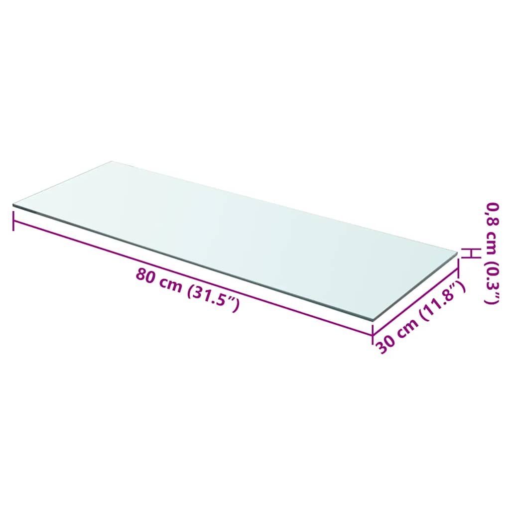 Shelves 2 pcs Panel Glass Clear 80x30 cm