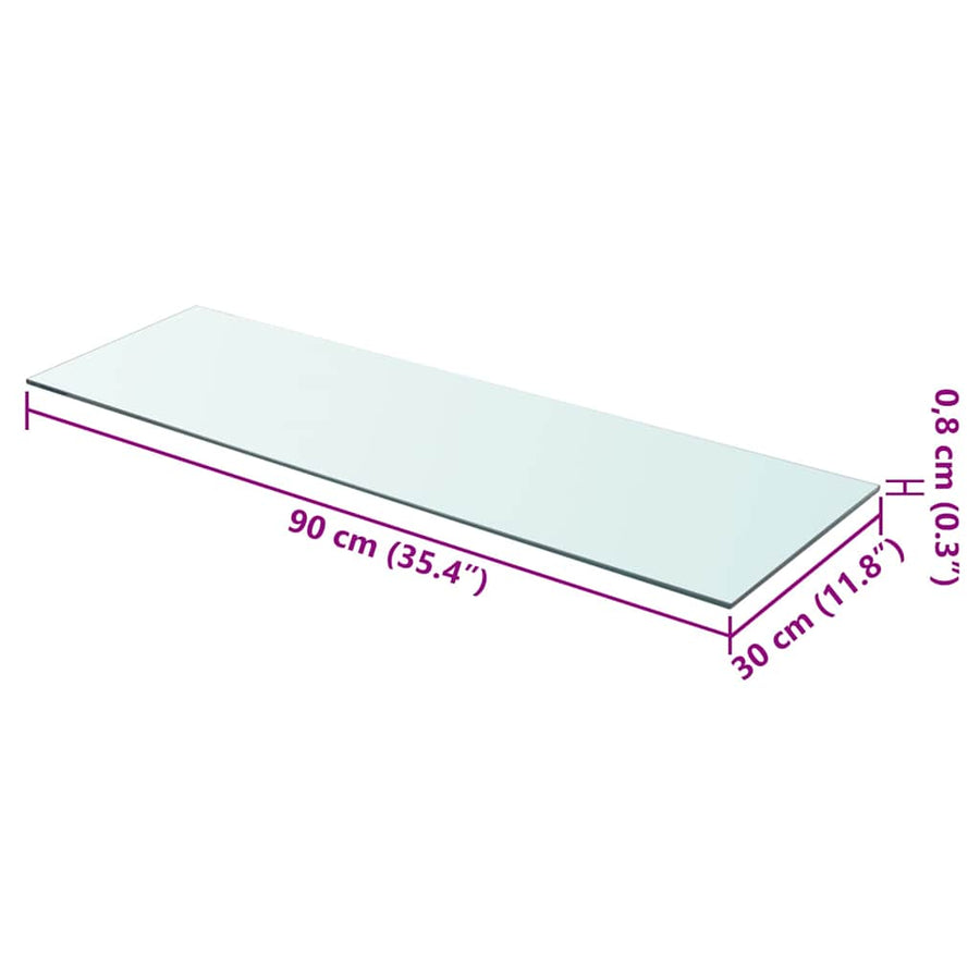 Shelves 2 pcs Panel Glass Clear 90x30 cm