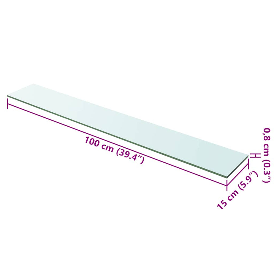 Shelves 2 pcs Panel Glass Clear 100x15 cm