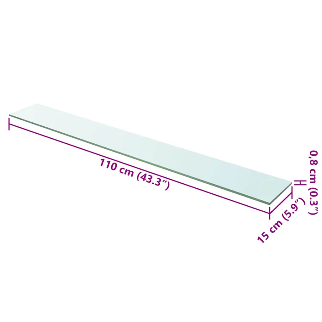 Shelves 2 pcs Panel Glass Clear 110x15 cm