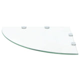 Corner Shelves 2 pcs with Chrome Supports Glass Clear 45x45 cm - Side View