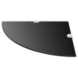 Corner Shelves 2 pcs with Chrome Supports Glass Black 35x35 cm - Side View