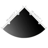 Corner Shelves 2 pcs with Chrome Supports Glass Black 45x45 cm