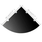 Corner Shelves 2 pcs with Chrome Supports Glass Black 45x45 cm