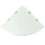 Corner Shelves 2 pcs with Chrome Supports Glass White 45x45 cm