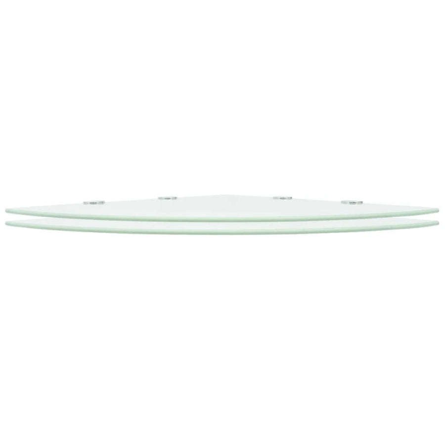 Corner Shelves 2 pcs with Chrome Supports Glass White 45x45 cm